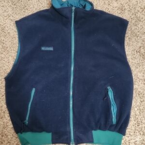 Columbia Navy and Turquoise Fleece Vest (Reversable)